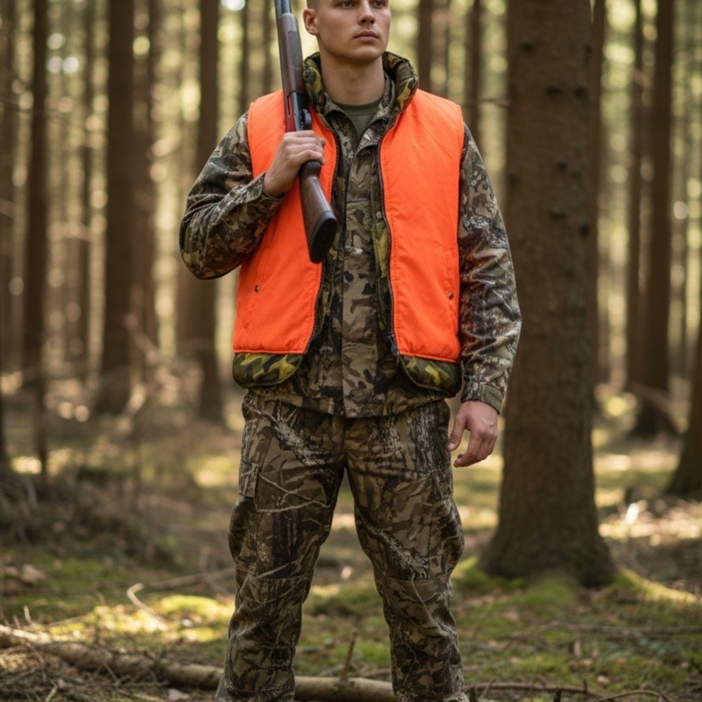 Vintage Winchester Reversible Camo Blaze Orange Vest Mens M Hunting - Picture 14 of 14